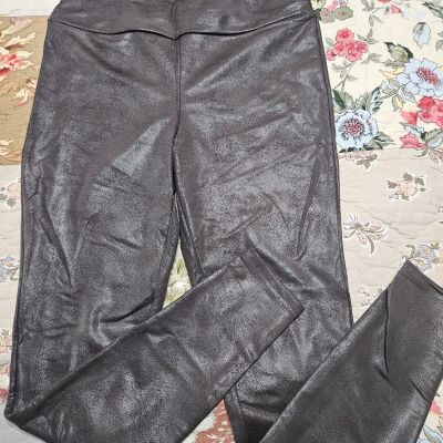 Luxe By Lularoe Leggings Women Medium Gray  Faux Leather Look Ankle Stretch